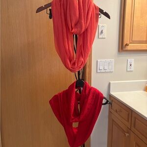 Danier Vibrant Red and Coral Scarf Duo - New